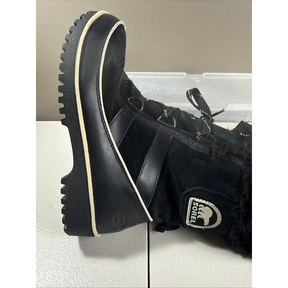 Sorel Tivoli II  Women Faux Fur‎  Suede Boots Waterproof Size US 6.5 Black